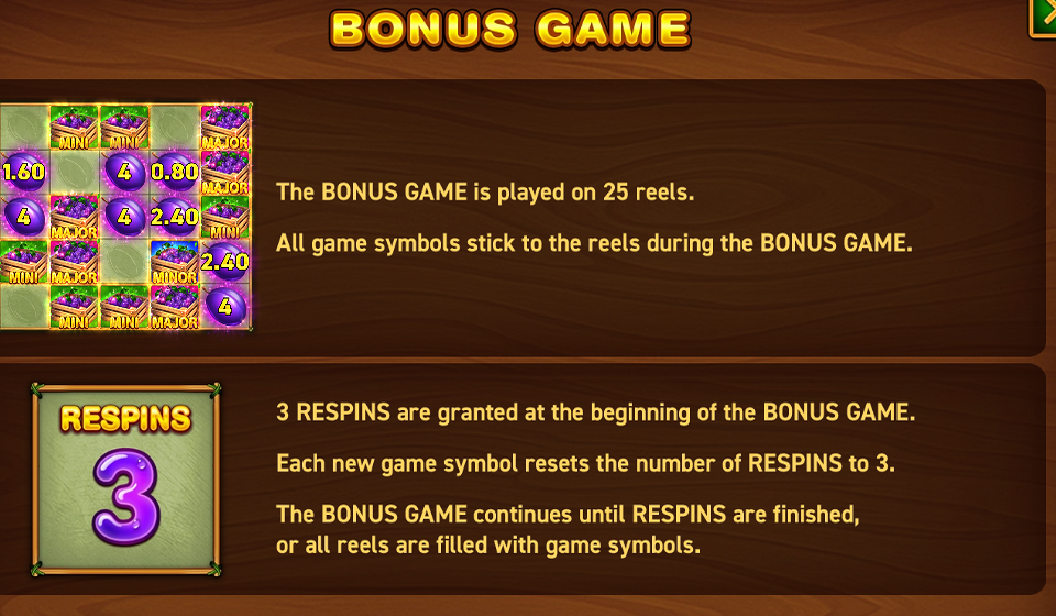 25 magic plums paytable 2