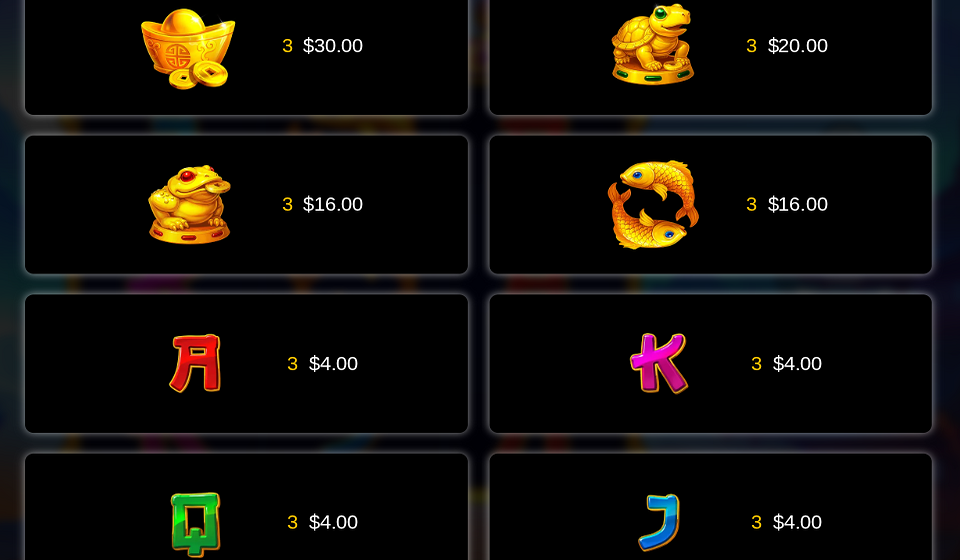 3 fortune pots hold and win paytable