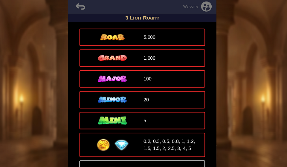 3 lion roarrr paytable 1