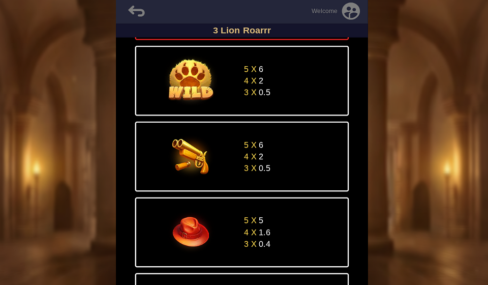 3 lion roarrr paytable 2
