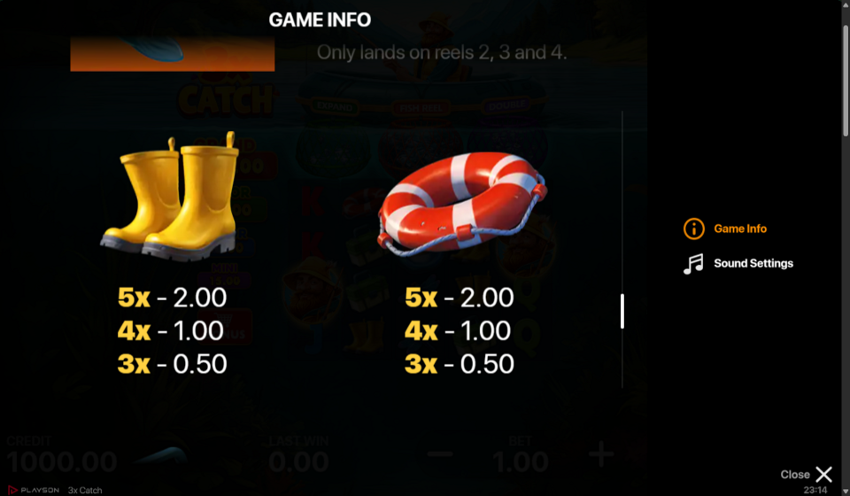 3x catch paytable 1