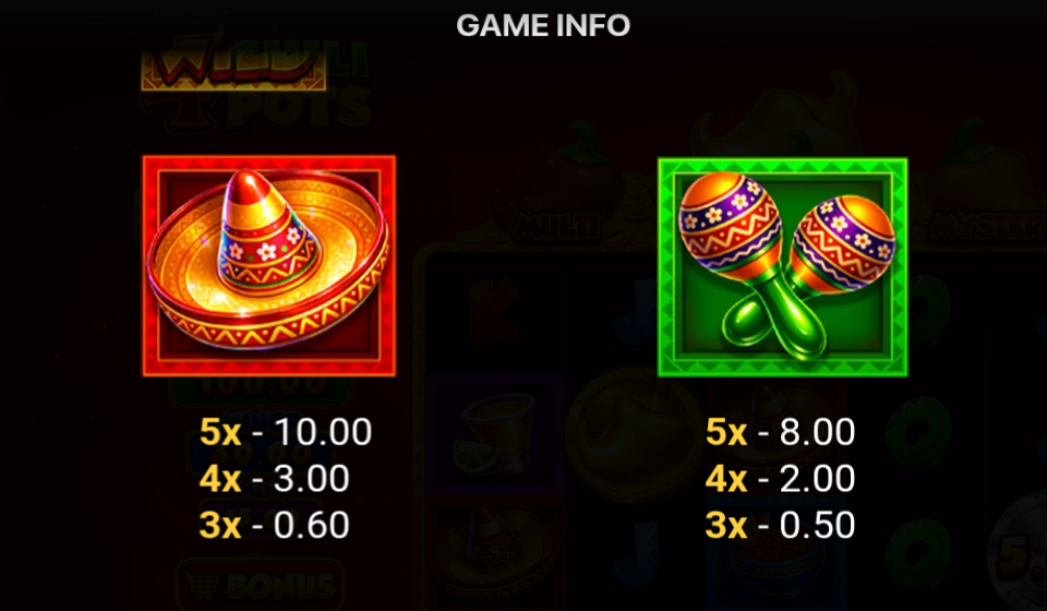 4 chili pots hold and win paytable 1