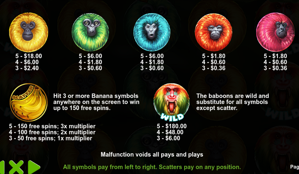 7 monkeys paytable