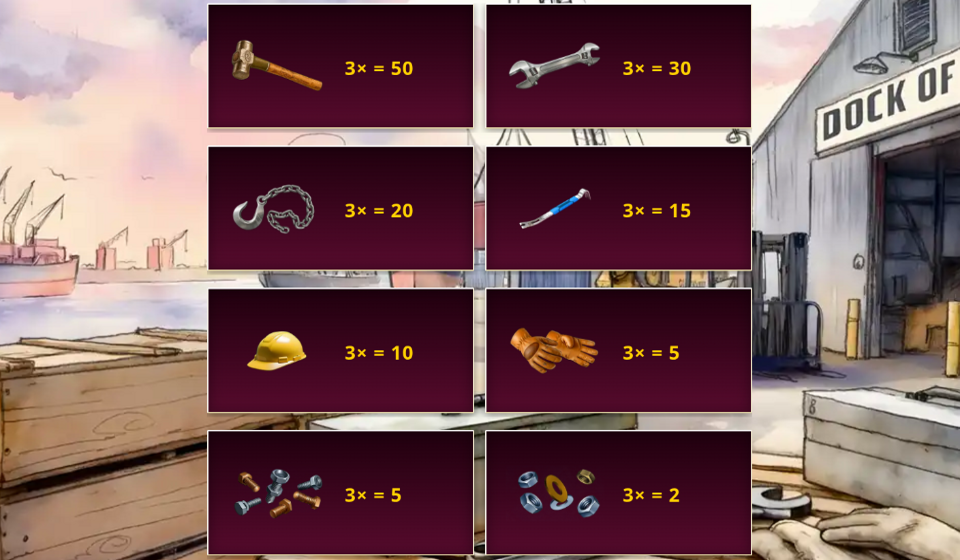 9 crates paytable