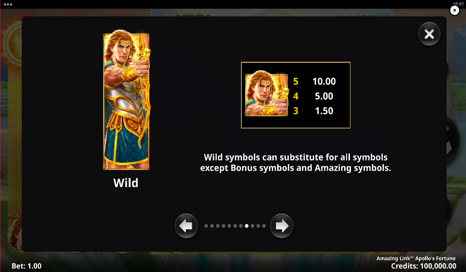 amazing link apollos fortune paytable 1