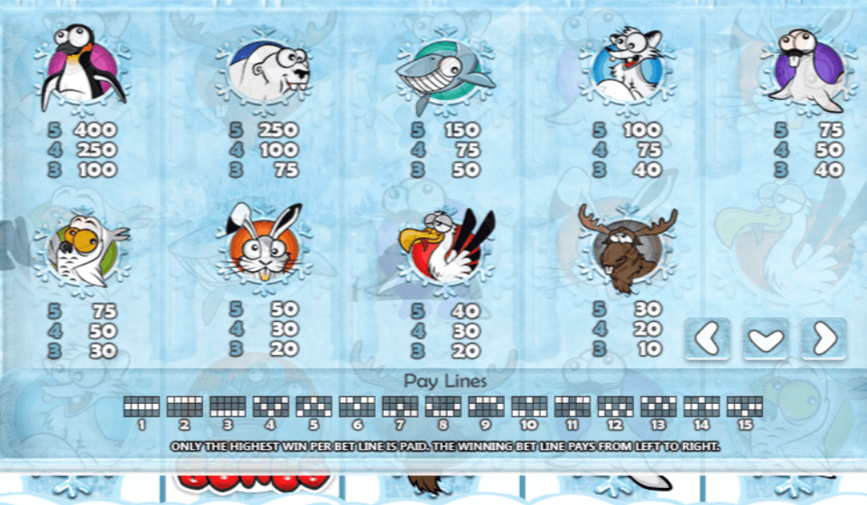 arctic wild paytable 2