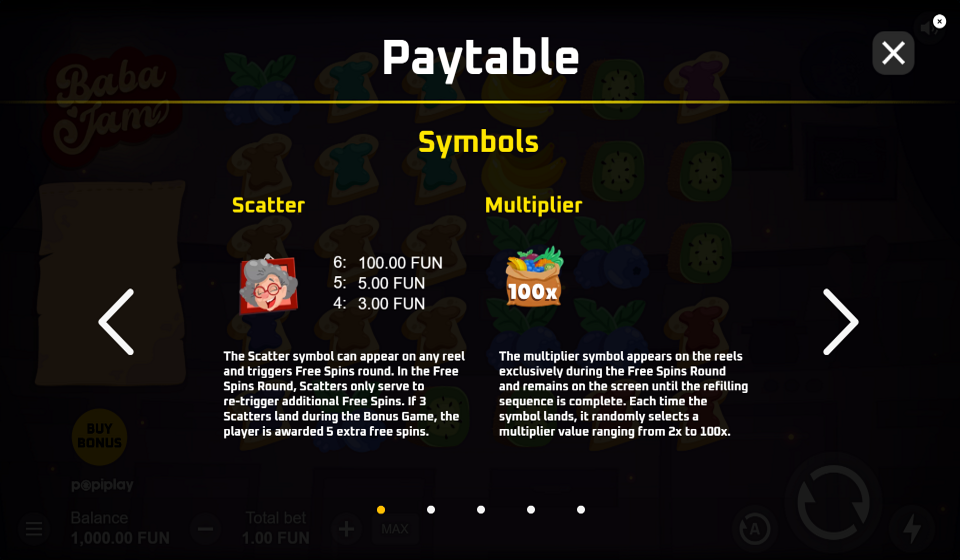 baba jam paytable 1