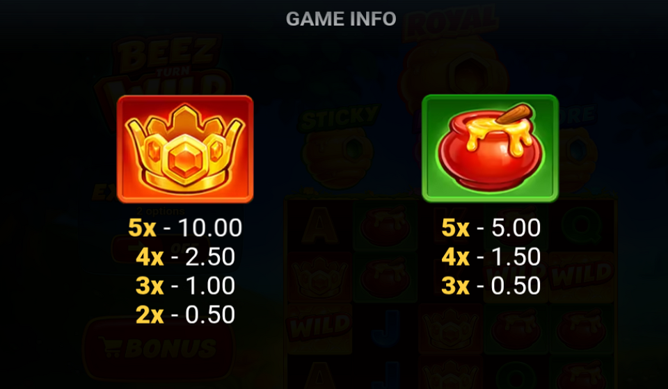 beez turn wild paytable 2