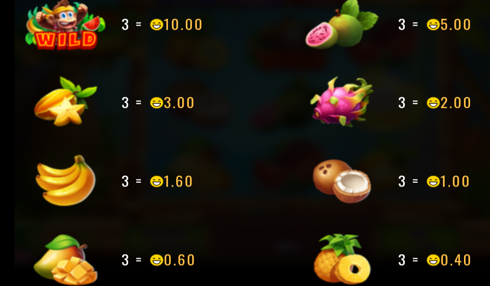 bongos bananas hold and win paytable 1