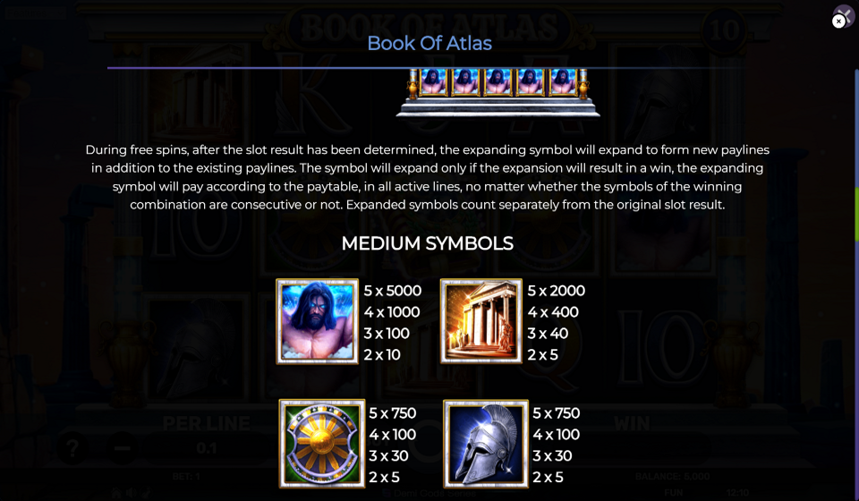 book of atlas paytable 1