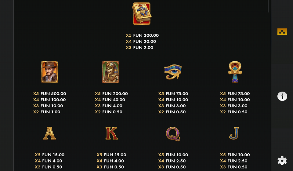book of khonsu paytable 1