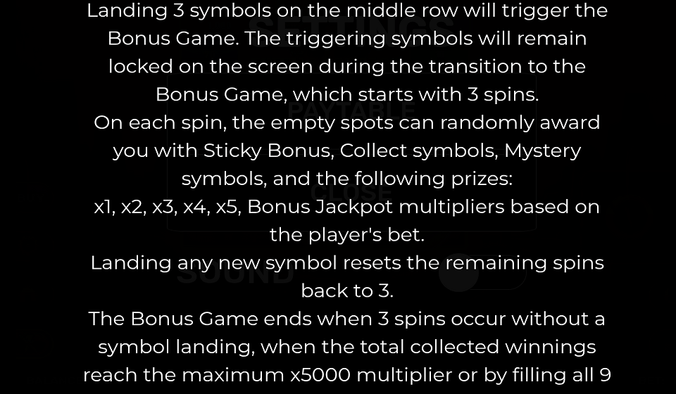buffalo rampage blast the bonus 3x3 paytable 1