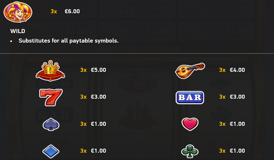 bufon fortuna deluxe paytable