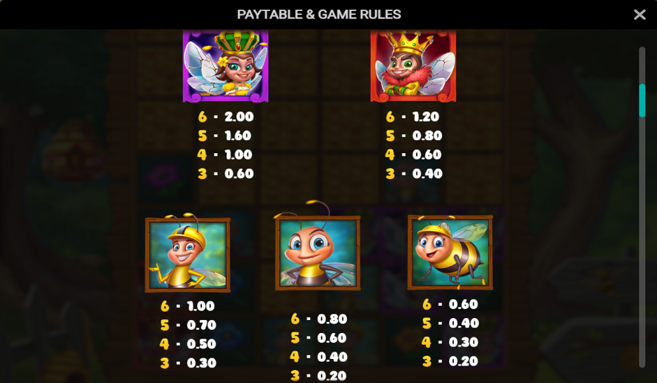 bumble tumble paytable 1