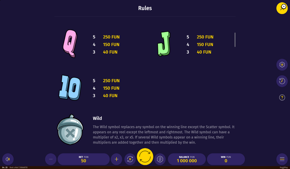 bust a nut paytable 2