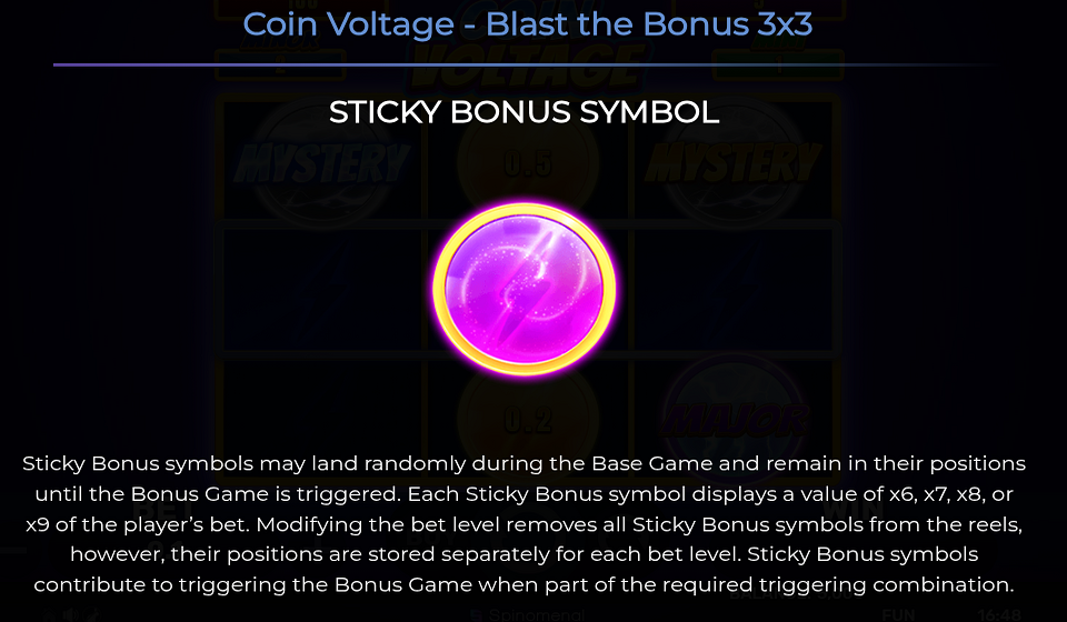 coin voltage blast the bonus 3x3 paytable 2