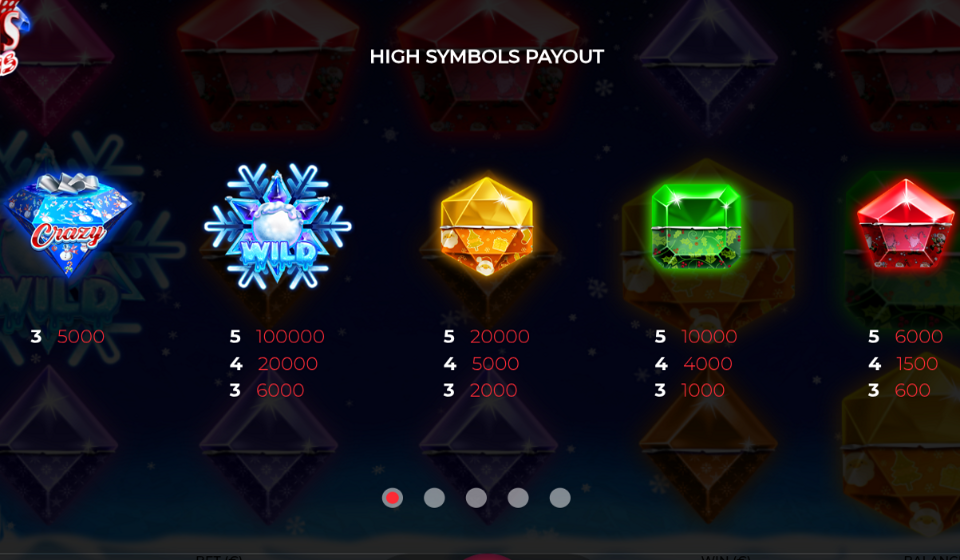 crazy gems christmas paytable 1