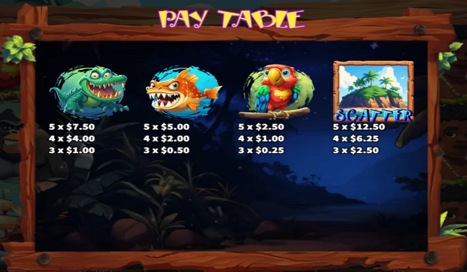 desert island adventure lock 2 spin paytable 2