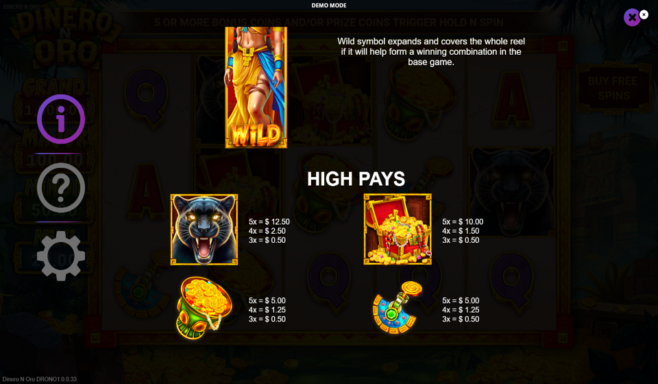 dinero n oro paytable 1