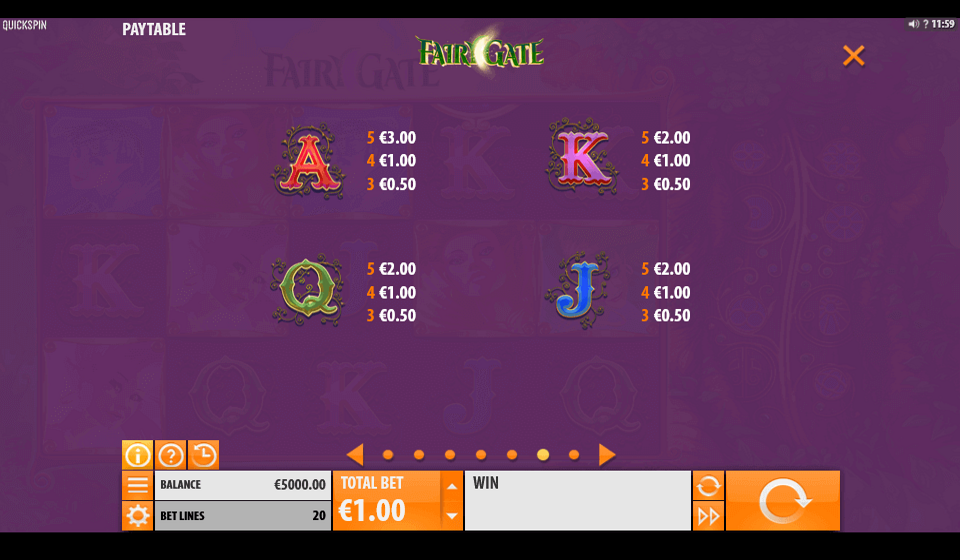 fairy gate paytable 2