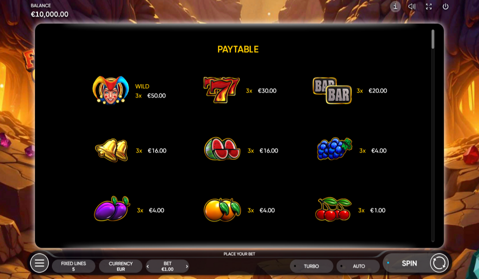 fortune chests paytable