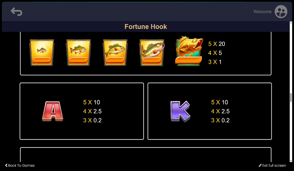 fortune hook paytable 2