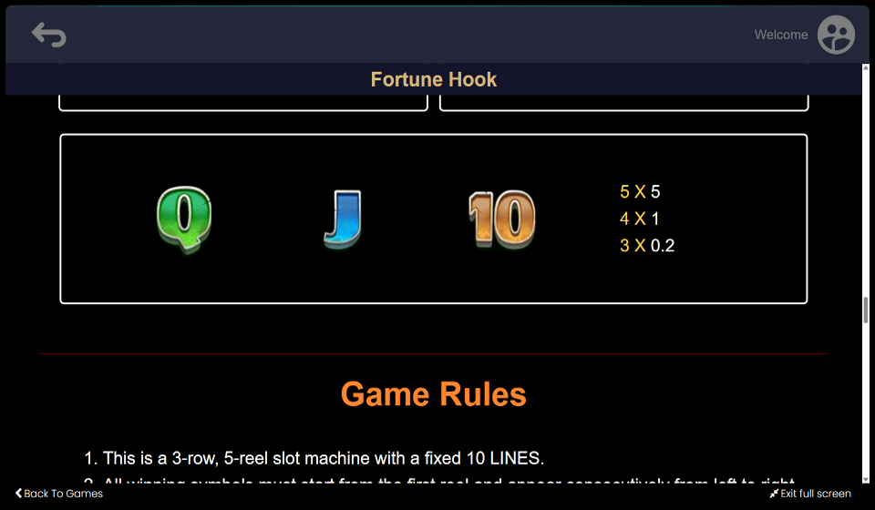 fortune hook paytable 3