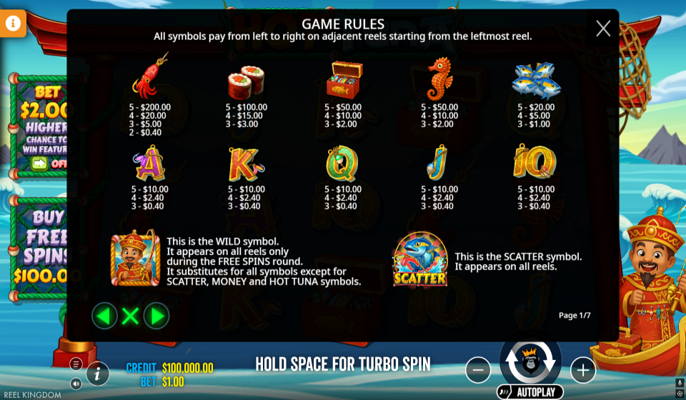 hot tuna paytable 1
