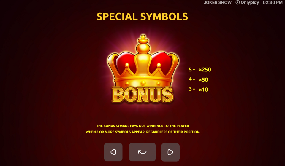 joker show paytable 2