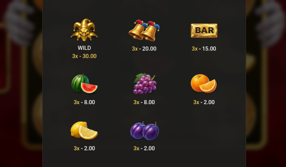 jokers clash paytable