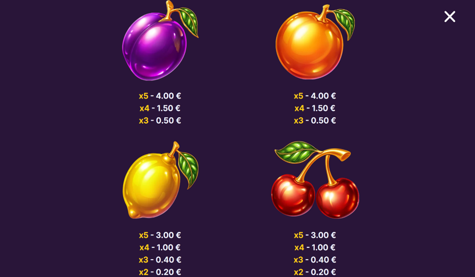 juicy crystal paytable 3