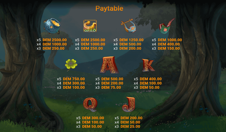 lucky foxglove paytable