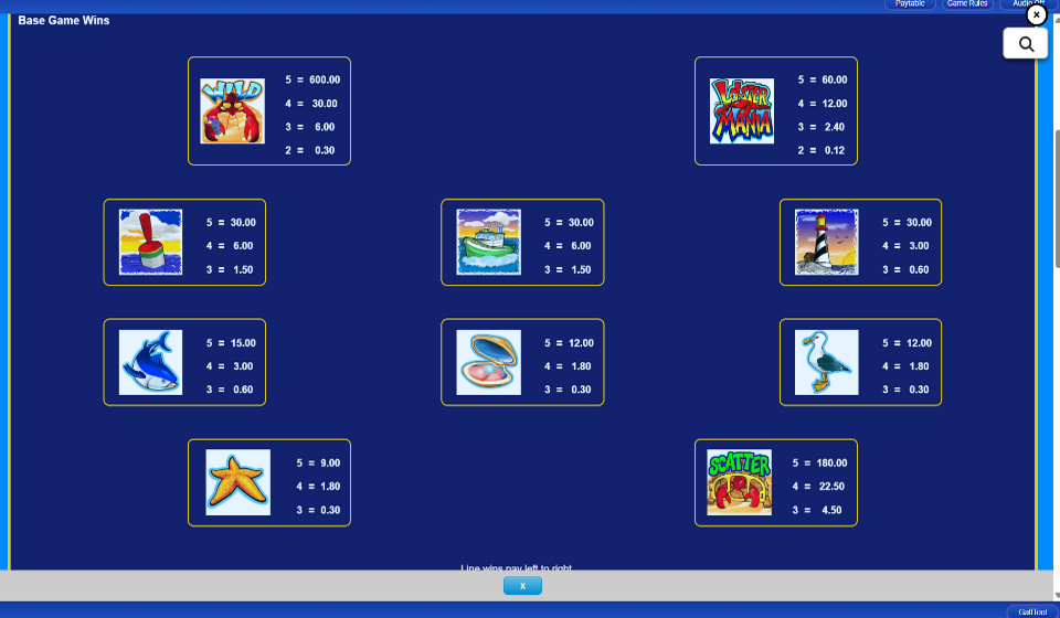 lucky larrys lobstermania megajackpots paytable