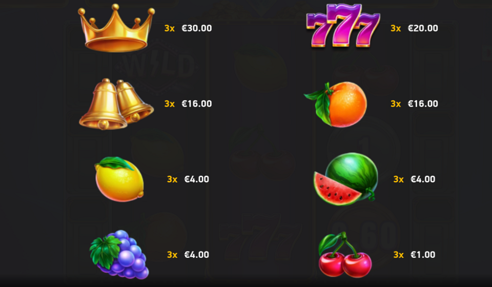 mad hit diamonds deluxe paytable
