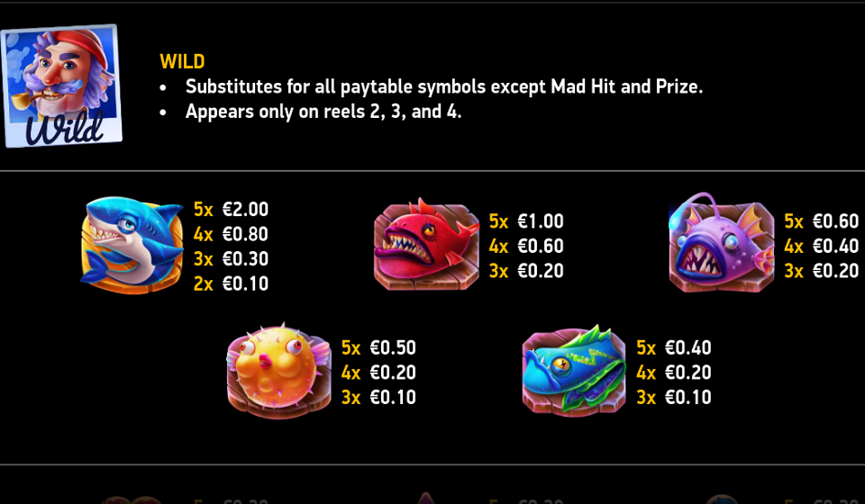 mad hit marlin bonanza paytable 1