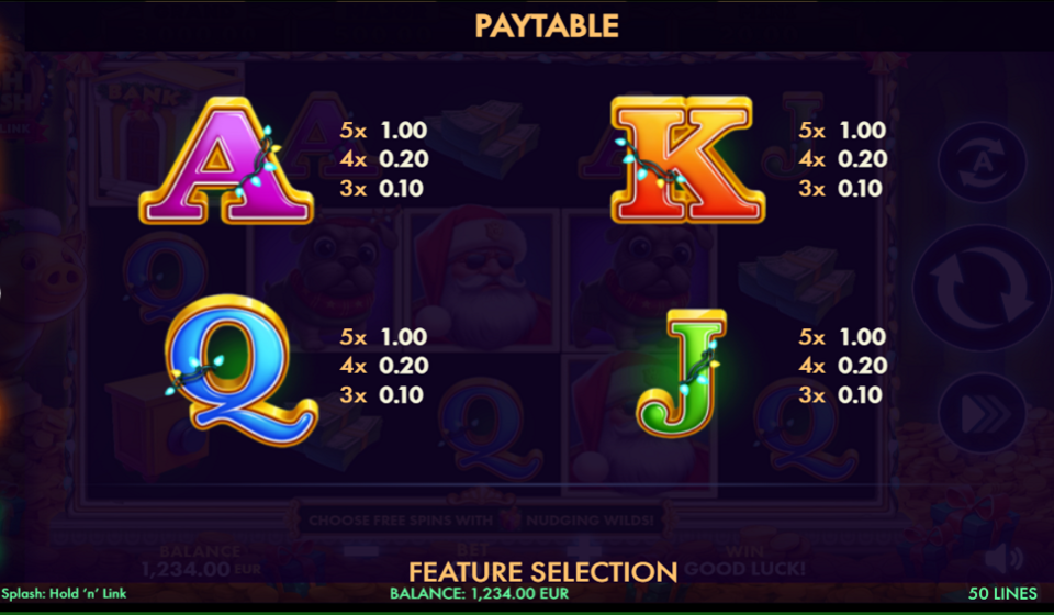 merry cash splash paytable 2