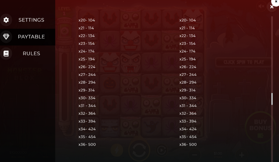monster blox paytable 4