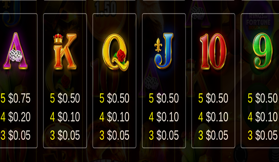 mustang money rings of fortune paytable 2