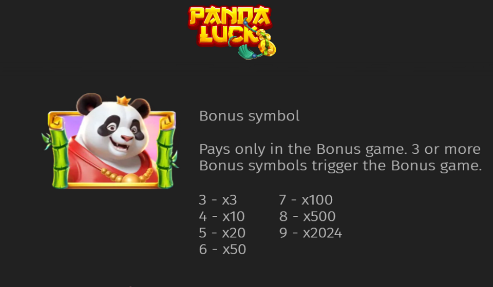 panda luck paytable 1