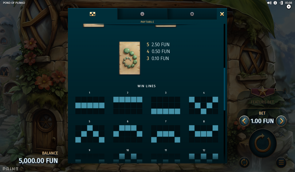 pond of plinko paytable 2