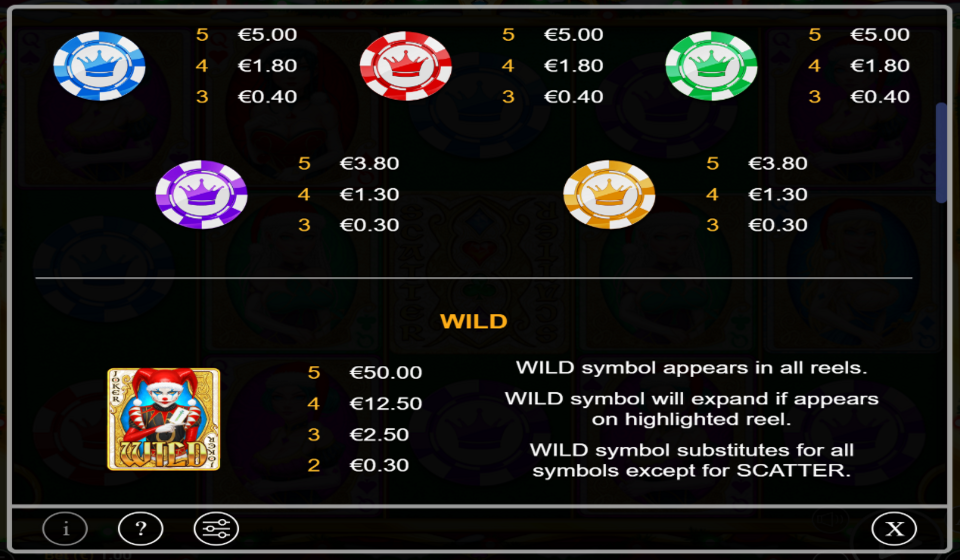 queens of cards xmas special paytable 2