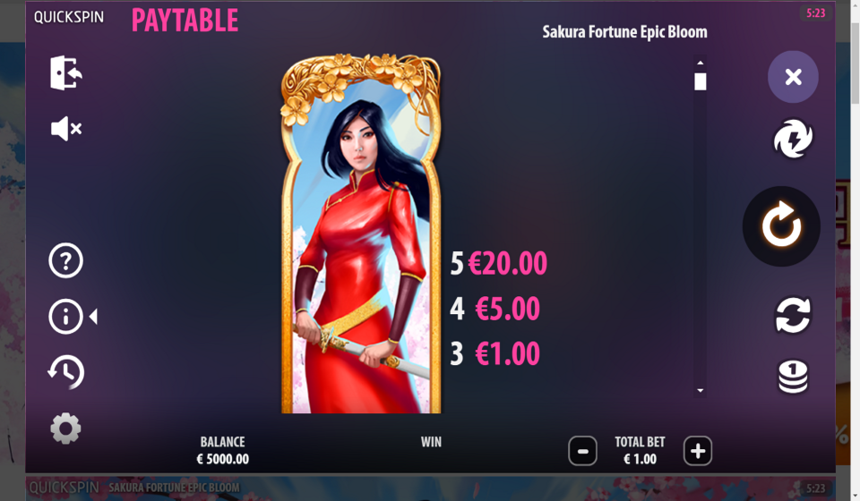 sakura fortune epic bloom paytable 1