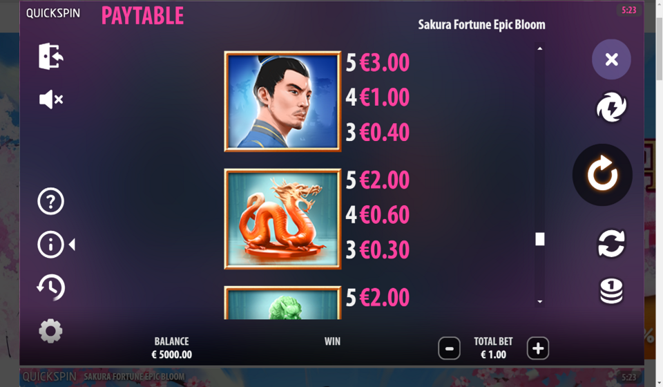 sakura fortune epic bloom paytable 3