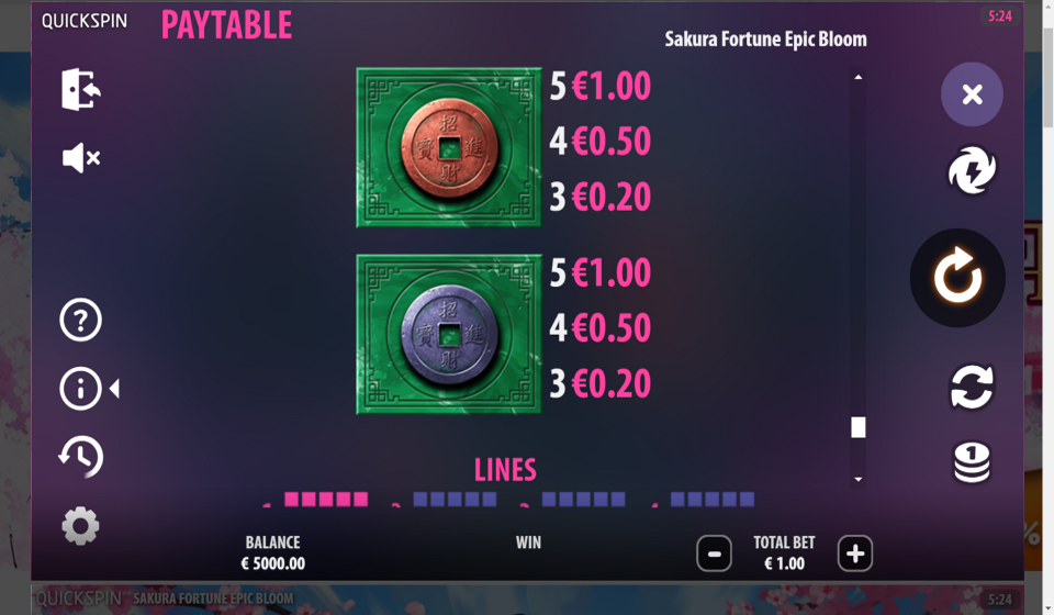 sakura fortune epic bloom paytable 6