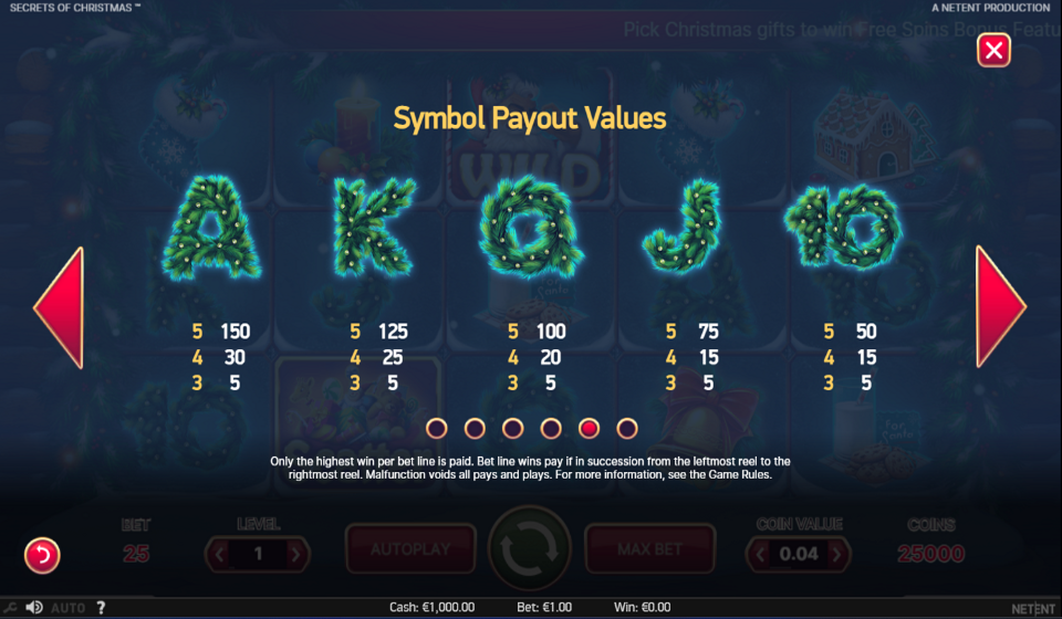 secrets of christmas paytable 2