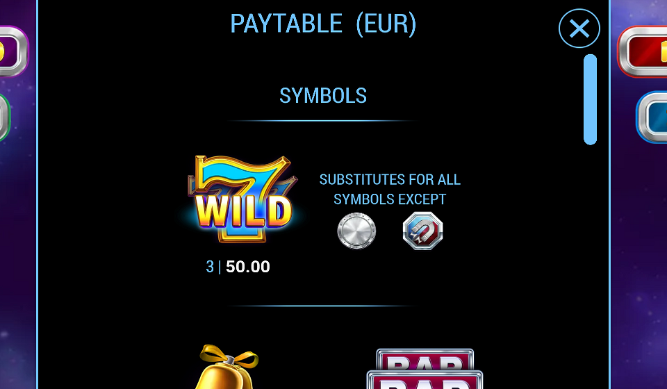 silver coins paytable 1