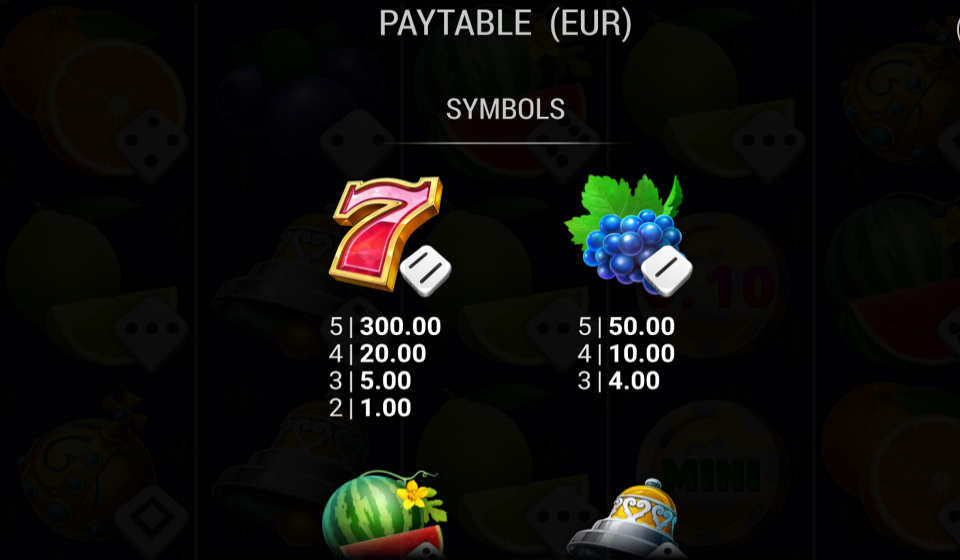 stunning crown cash mesh ultra dice paytable 2