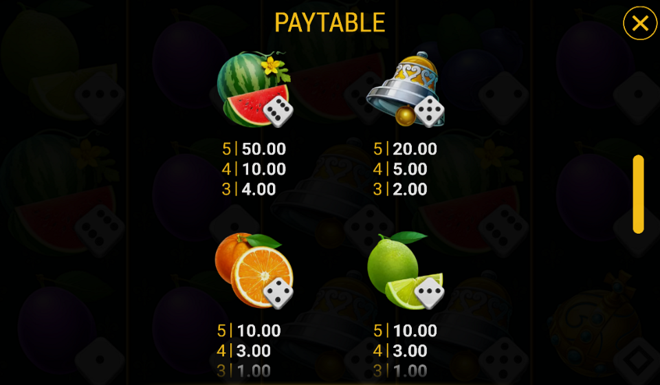 stunning crown dice paytable 2