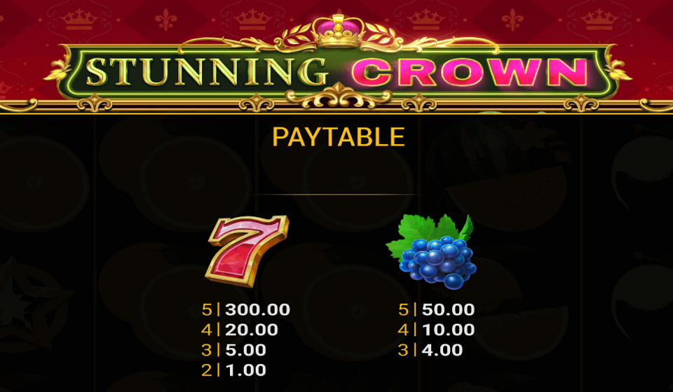 stunning crown paytable