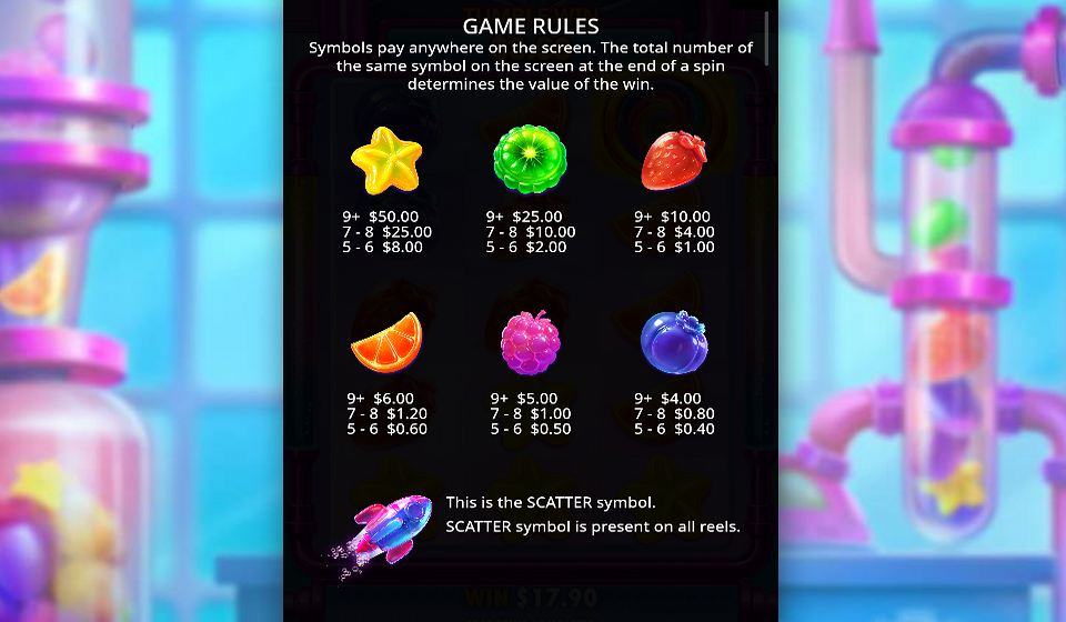 sweet burst paytable 1